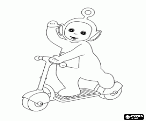 Teletubbie Po and the kick scooter coloring page