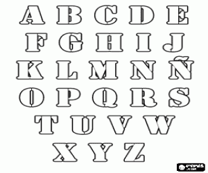 Template with alphabet letters coloring page
