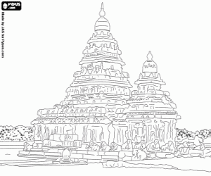 Temple at Mahabalipuram, India coloring page