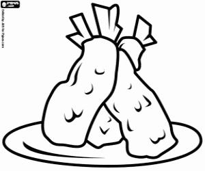 Tempura shrimp, Japanese dish coloring page