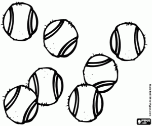 Tennis balls on the court coloring page