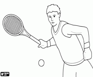 The tennis player hits a forehand coloring page
