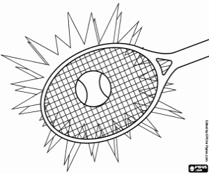 Tennis racket and tennis ball coloring page