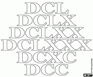 Tens of 650 to 700, Roman numerals coloring page