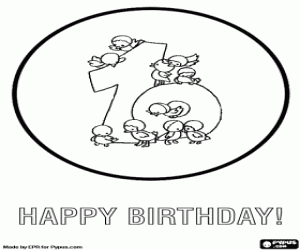 Tenth birthday congratulation coloring page