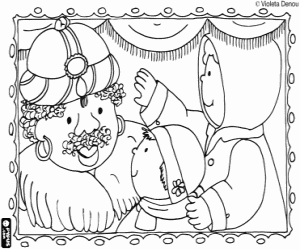 Teo and Cleta with King Balthazar coloring page