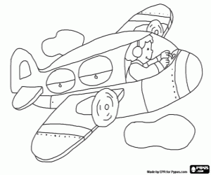 Teo is the pilot of a plane coloring page