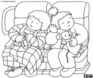 Teo and Susana in an airplane coloring page