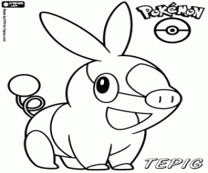 Tepig, a pig Pokemon coloring page