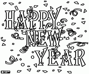 Text for a new year's celebration coloring page