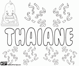 Thaiane, feminine name coloring page