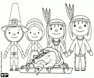 Thanksgiving protagonists coloring page