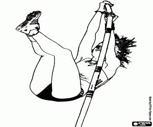 The athlete in pole vault jump coloring page