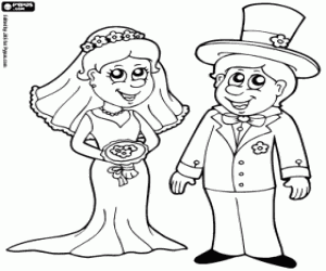 The bride and the groom coloring page