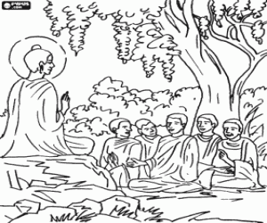 The Buddha convinces his companions coloring page