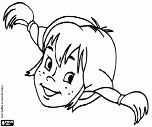The face of Pippi Longstocking coloring page