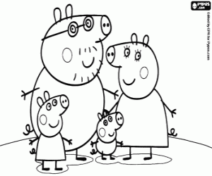 The family of Peppa Pig coloring page
