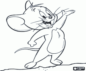 The friendly little mouse Jerry coloring page