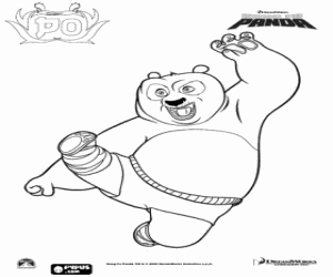 The giant panda Po jumping coloring page