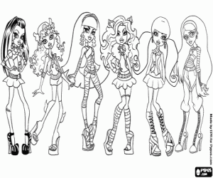 The girls from Monster High coloring page
