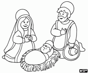 The Holy Family on Christmas Eve coloring page