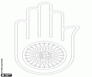 The Jaina hand, symbol of Jainism coloring page
