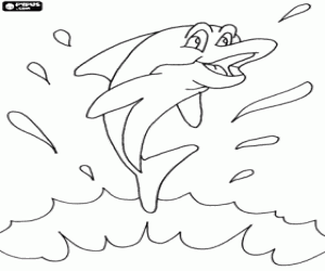The jump of the dolphin coloring page