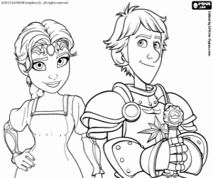 The knight Justin and Talia coloring page