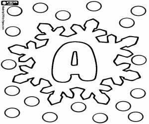 The letter A in an ice crystal coloring page