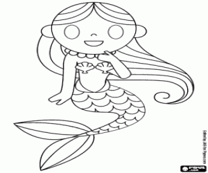 The Little Mermaid, a young mermaid coloring page
