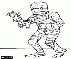 The Mummy walking coloring page