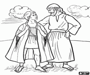 The patriarch Jacob with his son Joseph coloring page