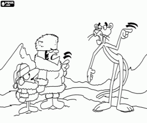 The Pink Panther at the North Pole coloring page