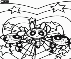 The Powerpuff Girls in action coloring page