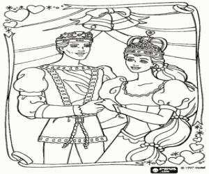 The Prince and Princess at their wedding coloring page