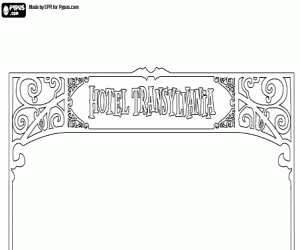 The sign of the Hotel Transylvania coloring page
