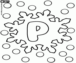 The snowflakes and the letter P coloring page