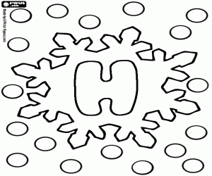 The snowflakes and the letter H coloring page