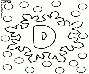 The snowflakes and the letter D coloring page