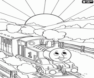 Thomas the locomotive and the dawn coloring page