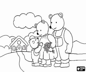 The three bears back to home coloring page
