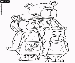 The three bears, the Bear family coloring page