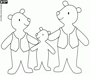 The three bears, seen from front coloring page