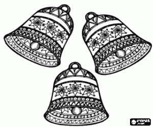 Three bells of Christmas coloring page