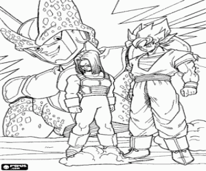Three characters from Dragon Ball coloring page