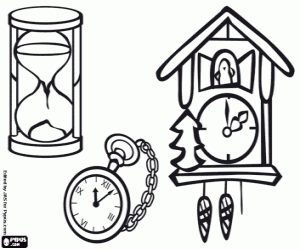 Three classic clocks coloring page