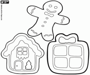 Three different Christmas cookies coloring page