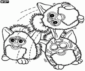 Three funny Furbys coloring page