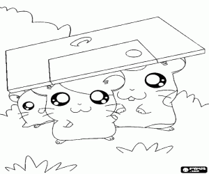 Three hamsters with protection coloring page