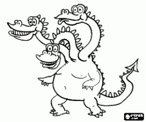 Three-headed dragon coloring page